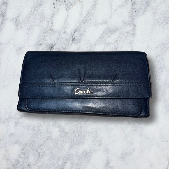 Coach Tri-fold Black Leather Wallet - Picture 1 of 3